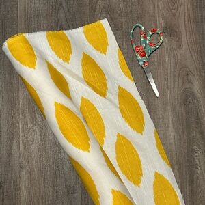 Bold Yellow and White Leaf Pattern Fabric-1 yard